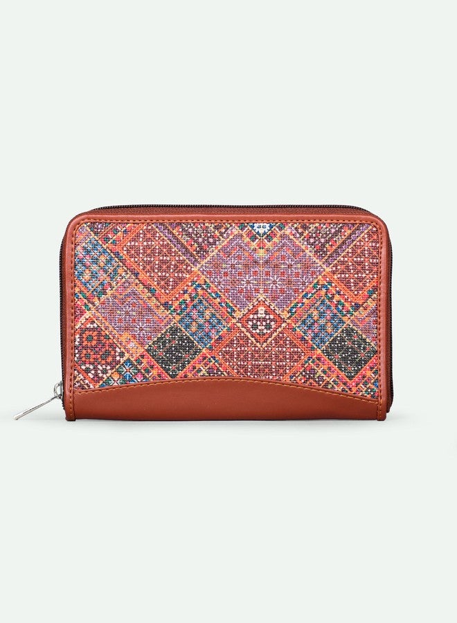 ZOUK محفظة زوك النسائية الكلاسيكية المصنوعة يدويًا بسلسلة - محفظة من الجلد النباتي بنقوش هندية | بهوج راباري - Image 3